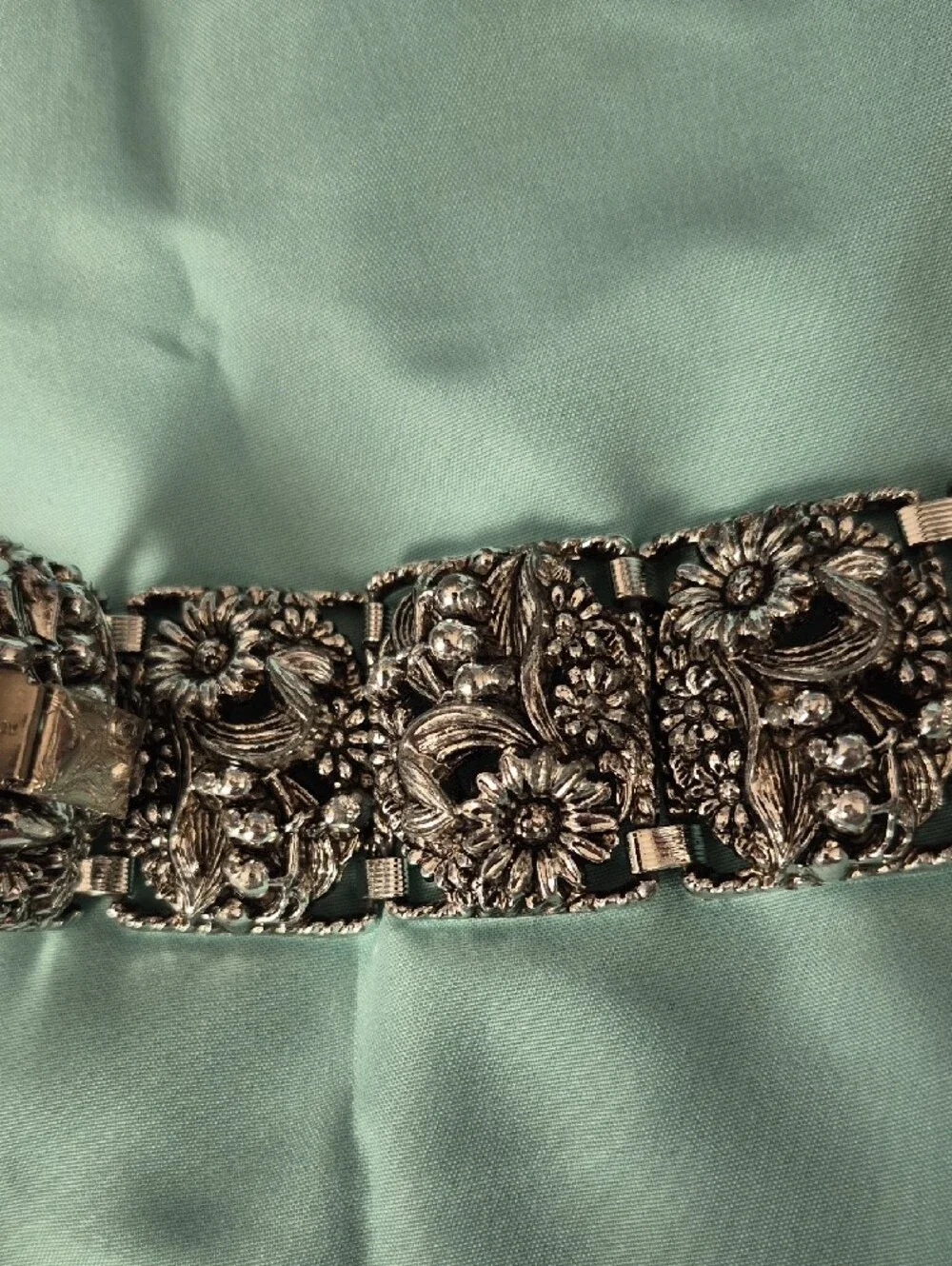 Sarah Coventry Silver-Tone Floral Panel Bracelet